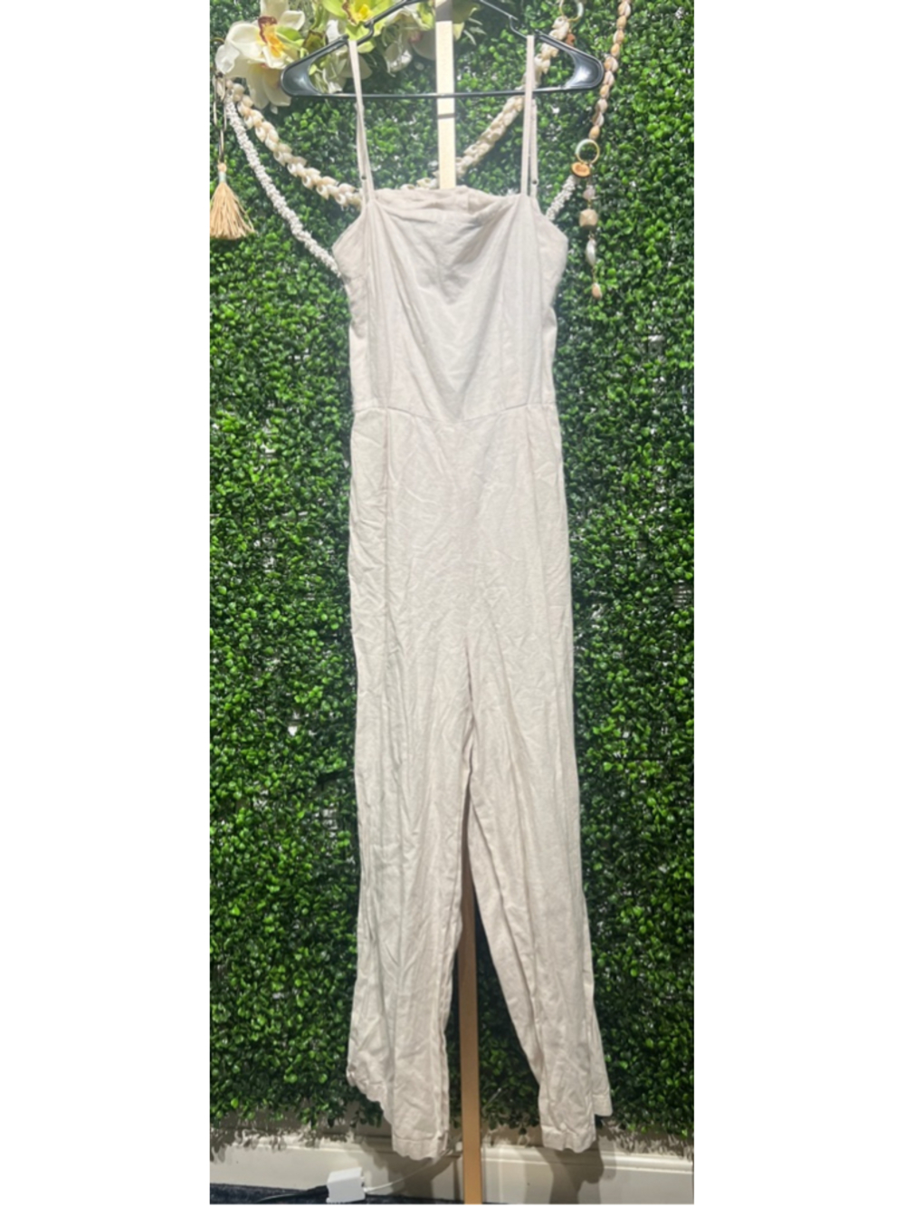 Women's ASOS DESIGN Beige Tall Cotton Jumpsuit US 4